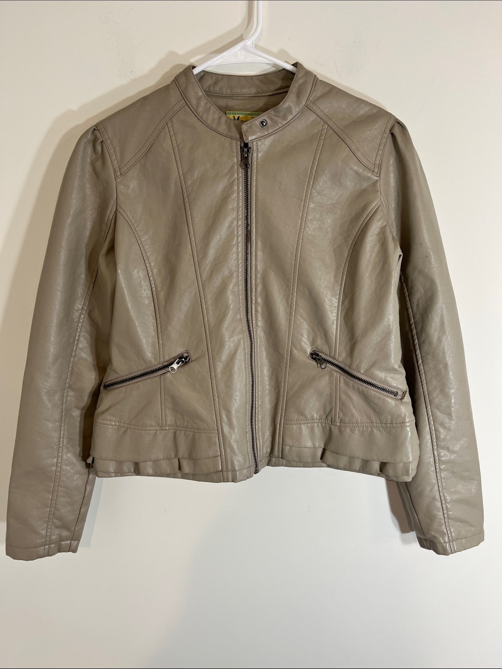 Maralyn & Me Leather Like Jacket Stone Large